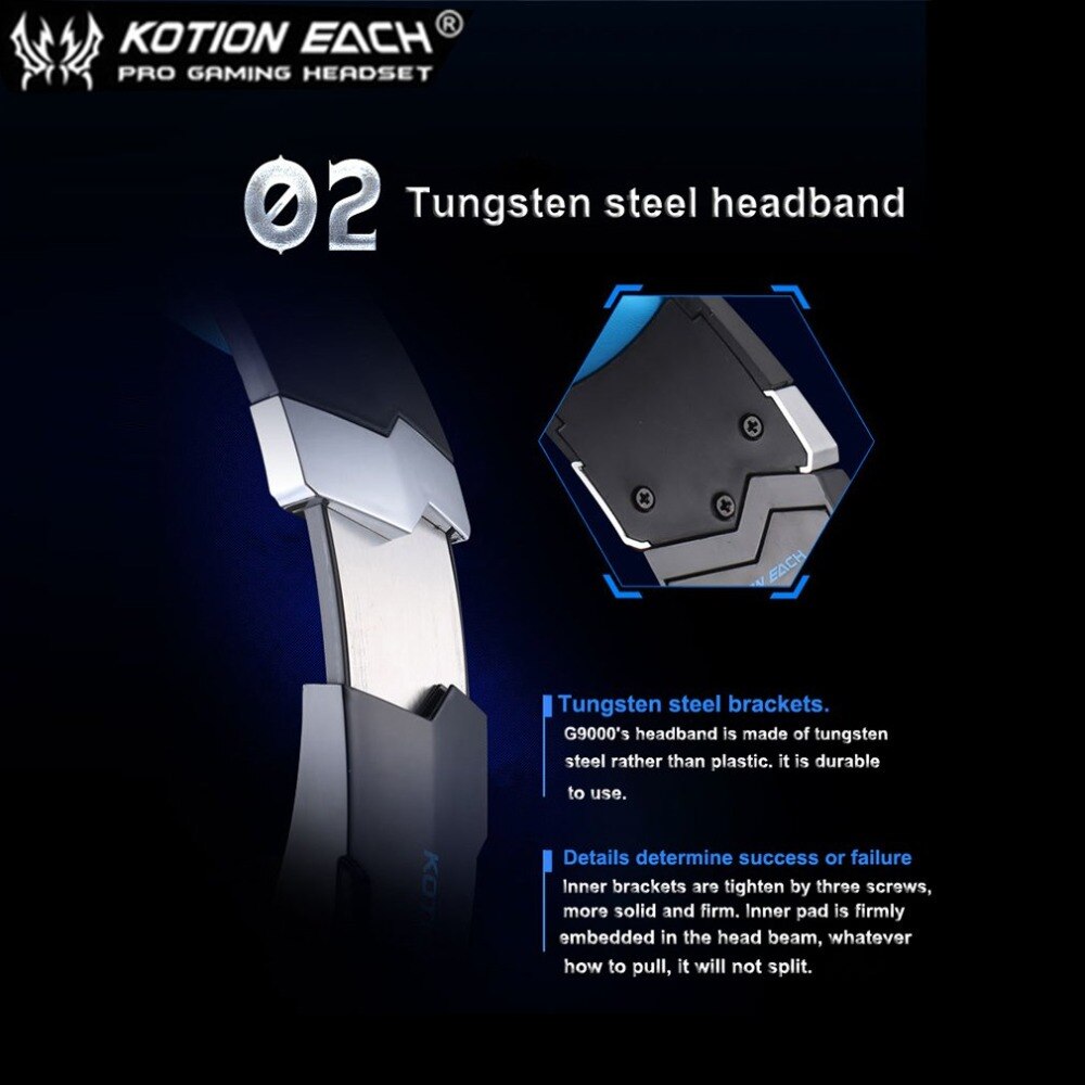 EACH G9000 3.5mm Gaming Headphone Microphone USB Single Hole Headset LED Light For PS4 Laptop Tablet Mobile Phones