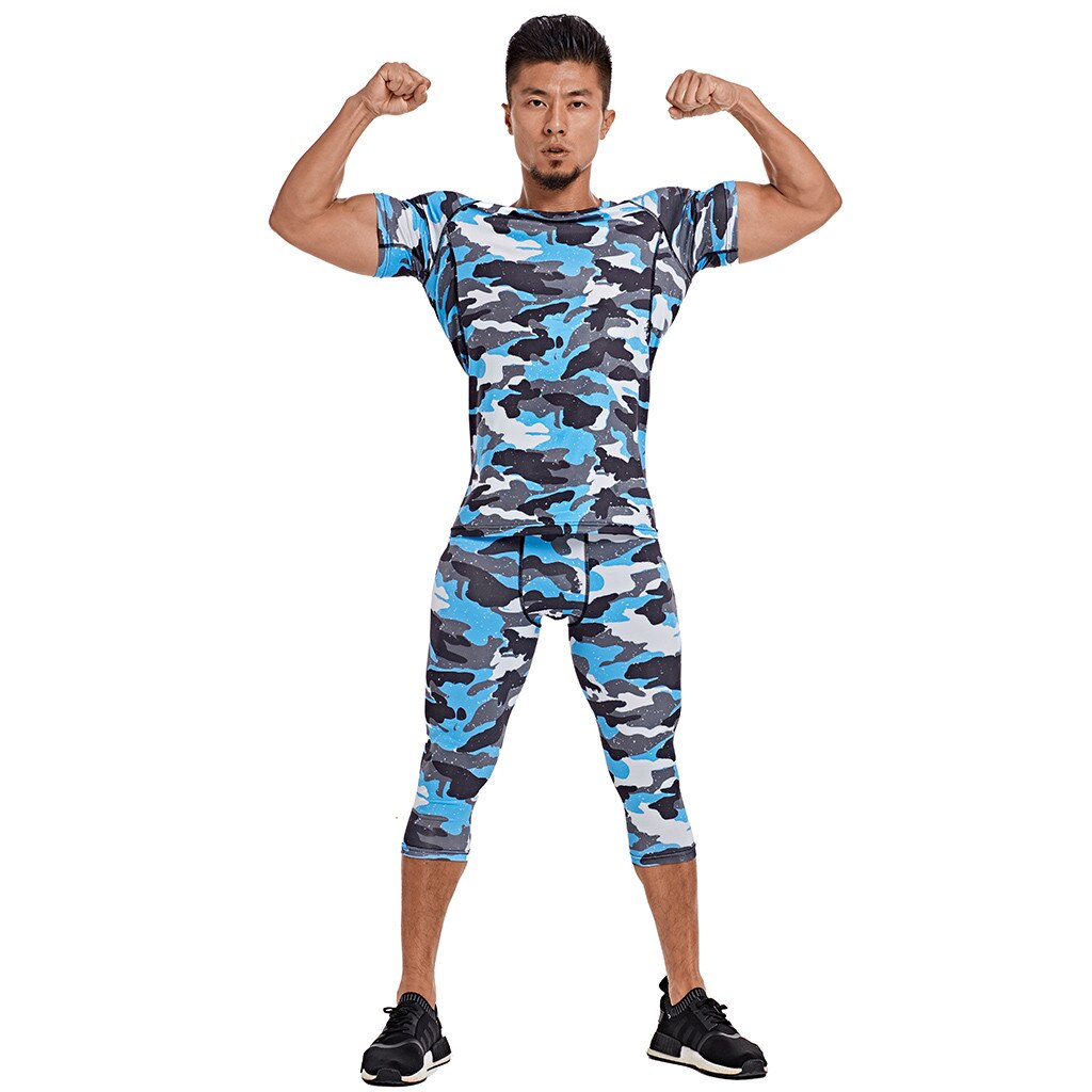 Set Per Running Palestra Abbigliamento Sportivo Vestito Degli Uomini T-Shirt di Fitness Pantaloni di Sport Vestiti di Formazione Traspirante Pantaloni Da Jogging Uomini Palestra Abbigliamento
