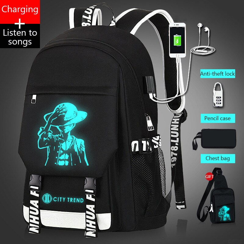 USB musique lumineux cartable unisexe pour adolescents sac à dos à sac d'école étudiant livre sac pour garçons filles: Photo color15