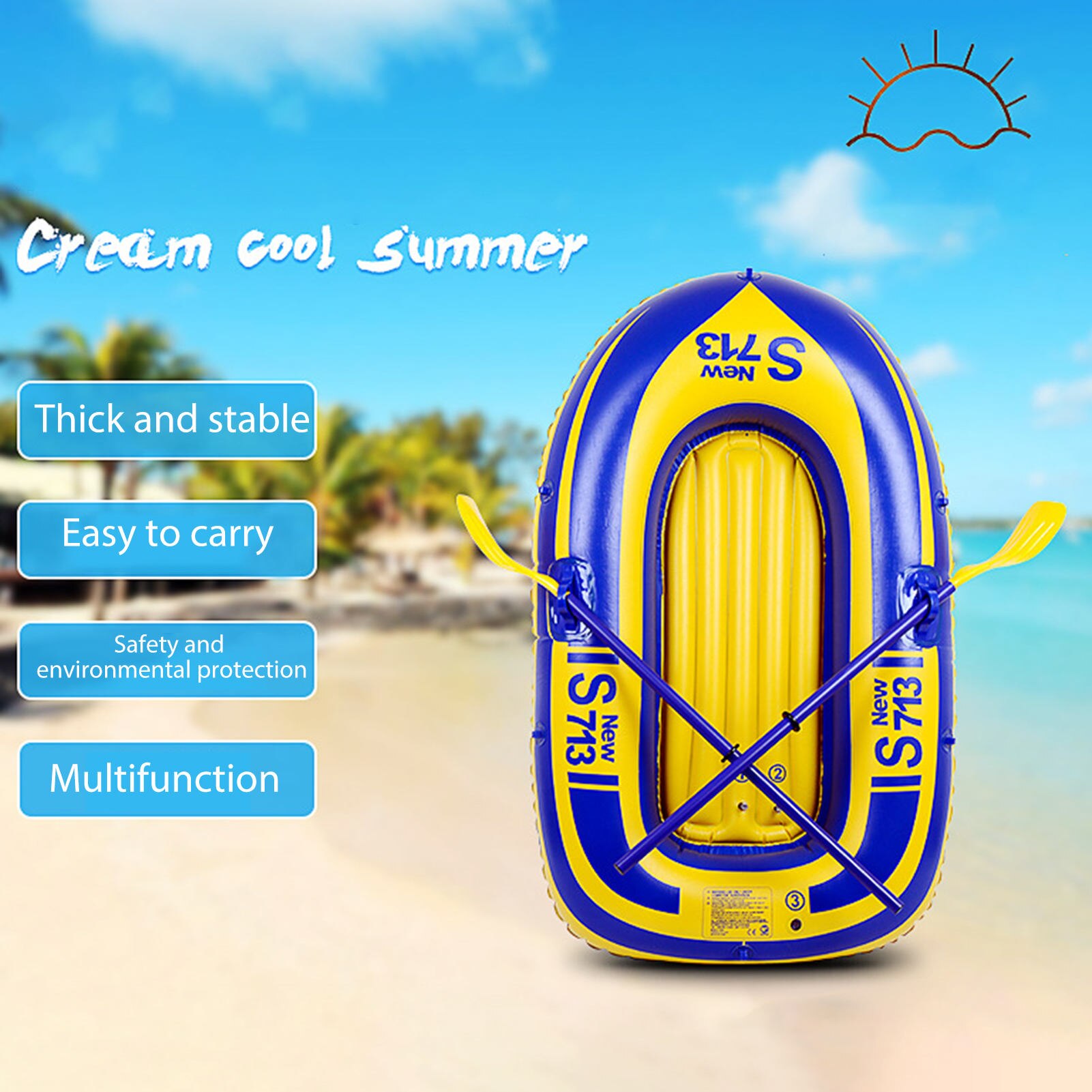 PVC Inflatable Kayak Kit Single Thickening High Density Safe Surfing Boat Portable Folding Rowing Canoe Water Sports Accessories