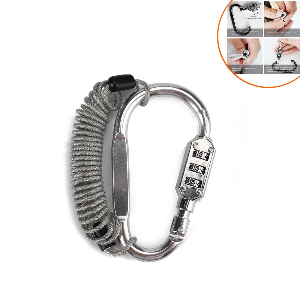 Motorcycle Helmet Lock &amp; Cable Tough Combination PIN Locking Carabiner Device Secures Your Motorbike Bicycle Scooter Crash Hat