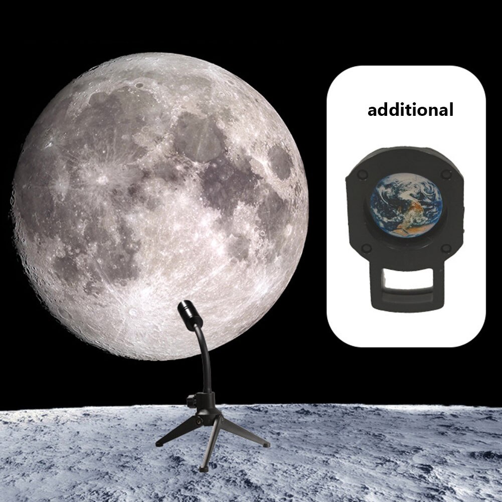 Moon Earth Projector Lamp USB Rechargeable Planet Projection Girl Bedroom Table Lamp Photo Atmosphere LED Night Light Home Decor
