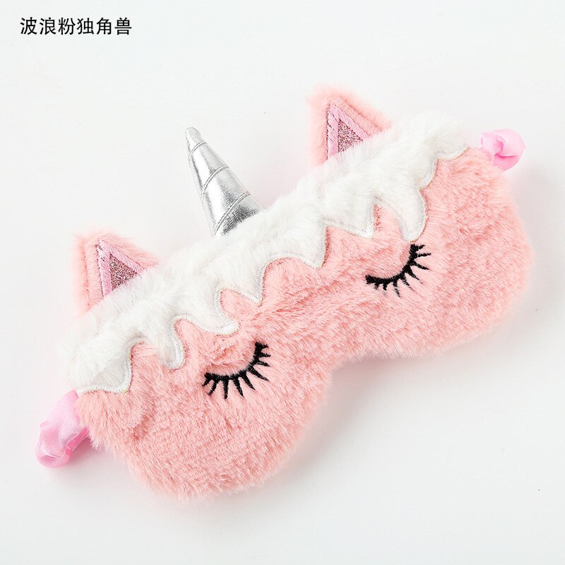 Mascarilla de Ojos de unicornio para dormir, 1 Uds., cubierta de felpa para sombra de ojos, venda visera, viaje, casa, niños, de cumpleaños: Wave Pink