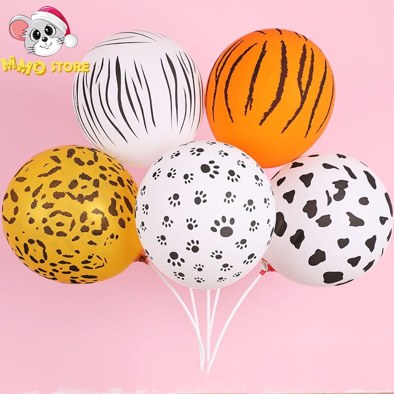 12 tommer print balloner dyrestriber tiger leopard print ko print balloner baby shower fest brusebad dekoration supplie børn legetøj: Flerfarvet