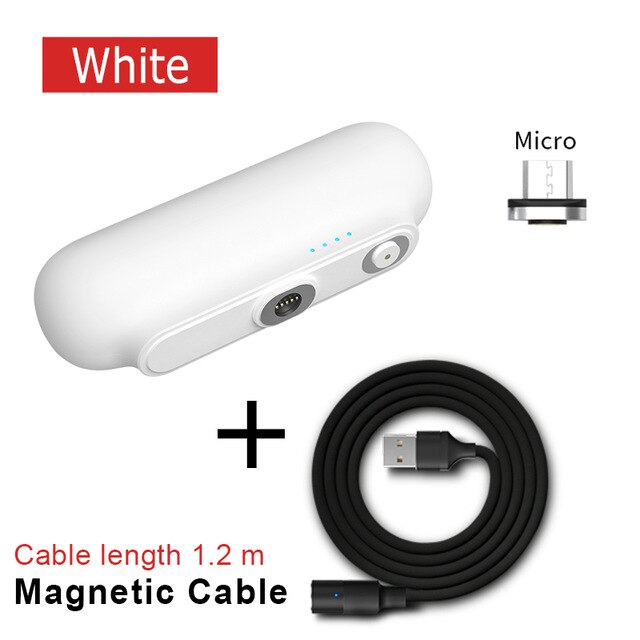 Voor Iphone 12 Magnetische Power Bank 2600Mah Mini Magneet Charger Power Bank Voor Xiaomi Emergency Draagbare Magnetische Externe Batterij: White-Micro