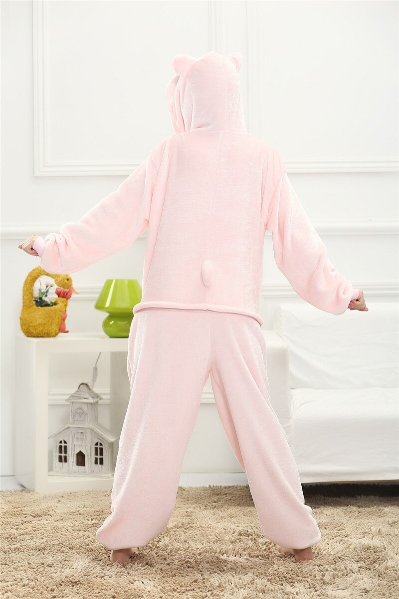 Animal Pig Onesie Adult Teenagers Women Pijama Kigurum Pajamas Flannel Warm Soft Pink Onepiece Night Home Party Jumpsuit