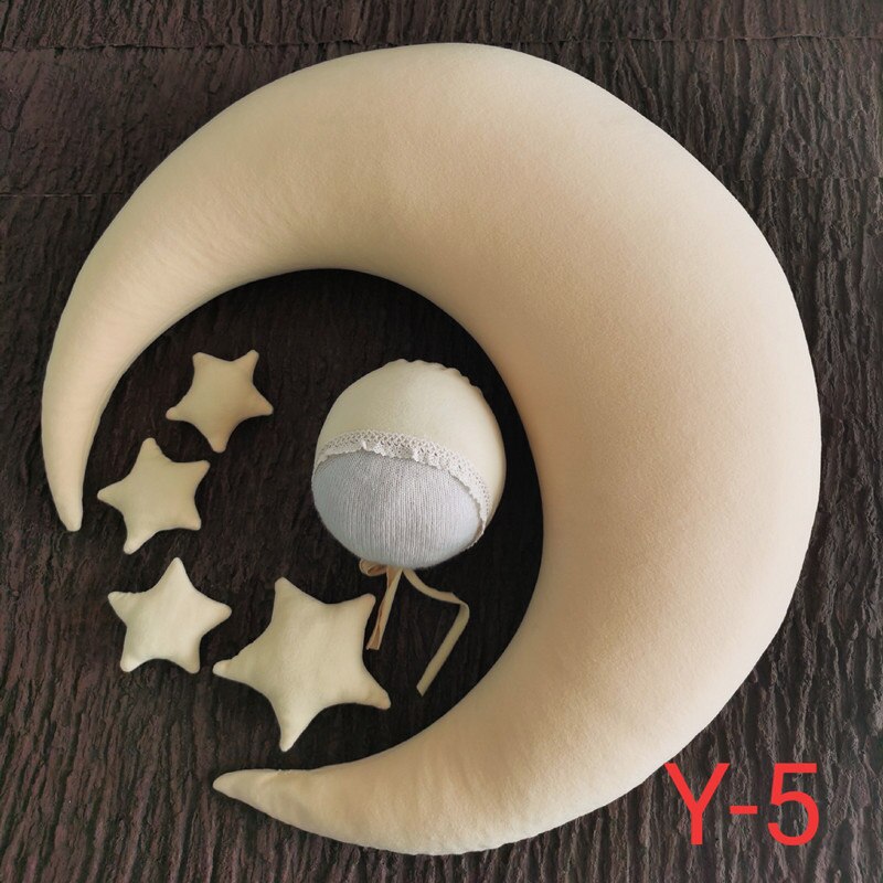 Moon Pillow Newborn Photography Prop Baby Posing Pillow Star Hat Set Baby Body Poser for Studio Photo: 5