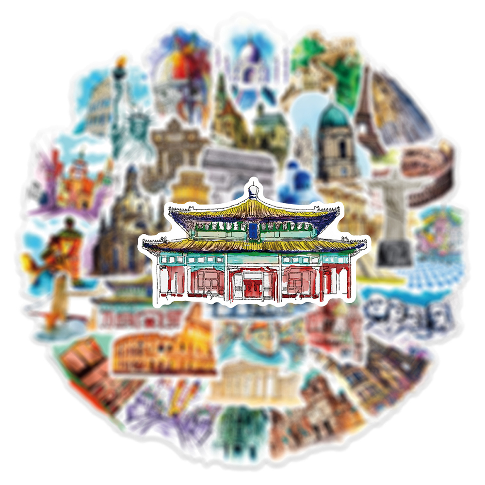 10/30/50pcs World Famous Building Stickers Aesthet... – Grandado