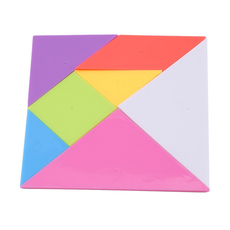 Regenboog Kleur Plastic Tangram Diy Hersenen Puzzel Kid Leren Onderwijs Puzzels Speelgoed Stijl 14*14 Cm Kinderen Jigsaw puzzel