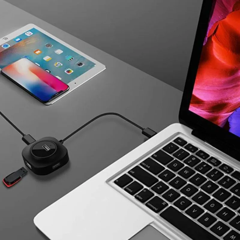 4 porter usb 2.0 hub kabellengde 20cm 480 mbps dataoverføring for pc bærbar pc mus tastatur harddisk flash-disk telefon