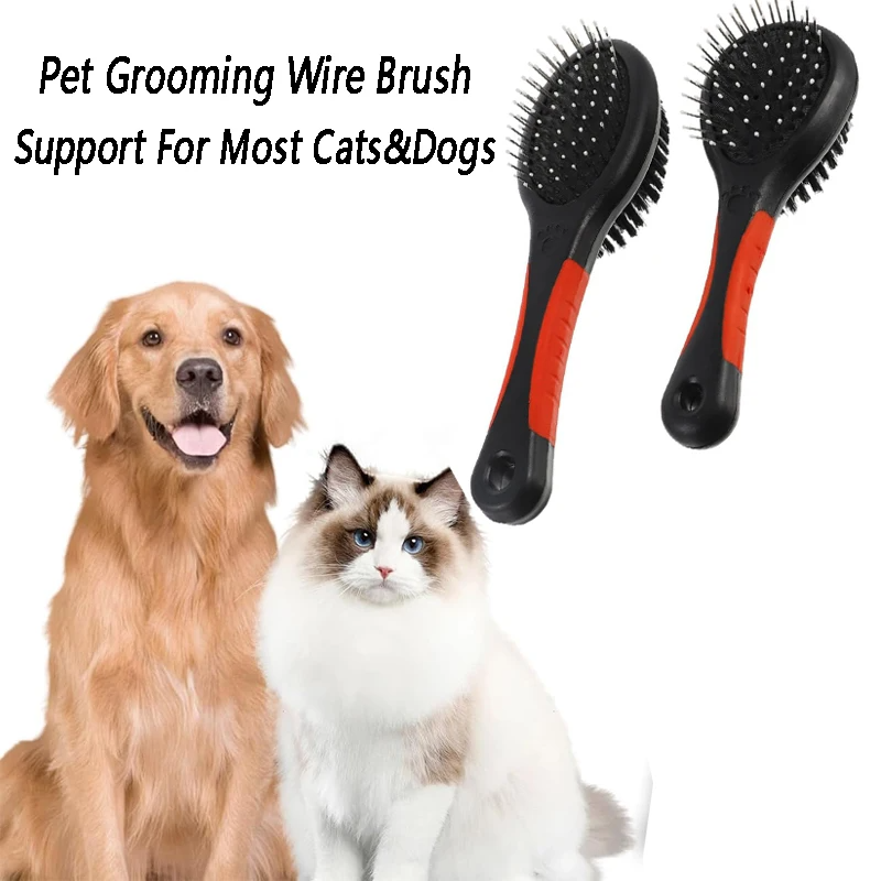 Escova dupla face do cão Cerda do Pin, Pet Hair Comb Cerda Densa, Pin de cão Deshedding