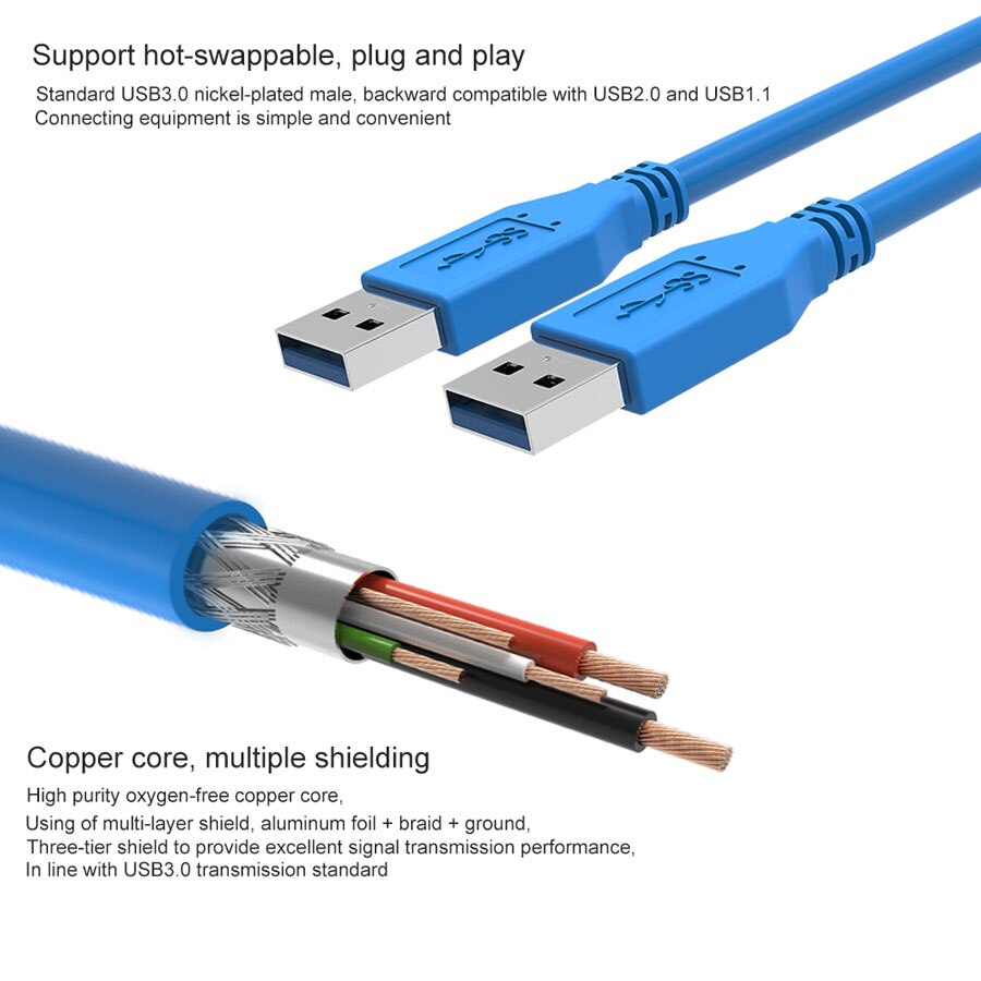 super hastighet usb 3.0 kabel hann til mann usb forlengelseskabel usb 3.0 forlenger data cabo ledning til harddisk kameraer pc