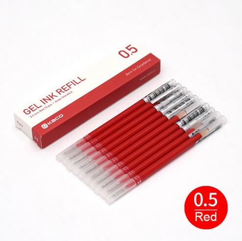 Xiaomi-bolígrafo KACO Original, marcador colorido, cadena ecológica, recarga escolar, 5 colores, 0,5mm, azul y rojo, recarga de tinta ABS duradera: Only 10pcs Red Ink