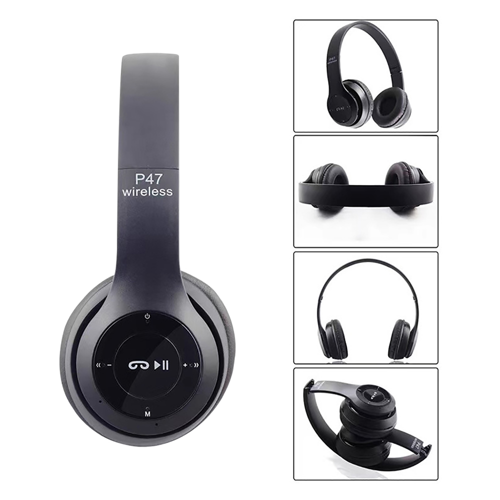 P47 sem fio bluetooth fone de ouvido com microfone dobrável fones baixo alta fidelidade som música estéreo para smartphone tv jogo