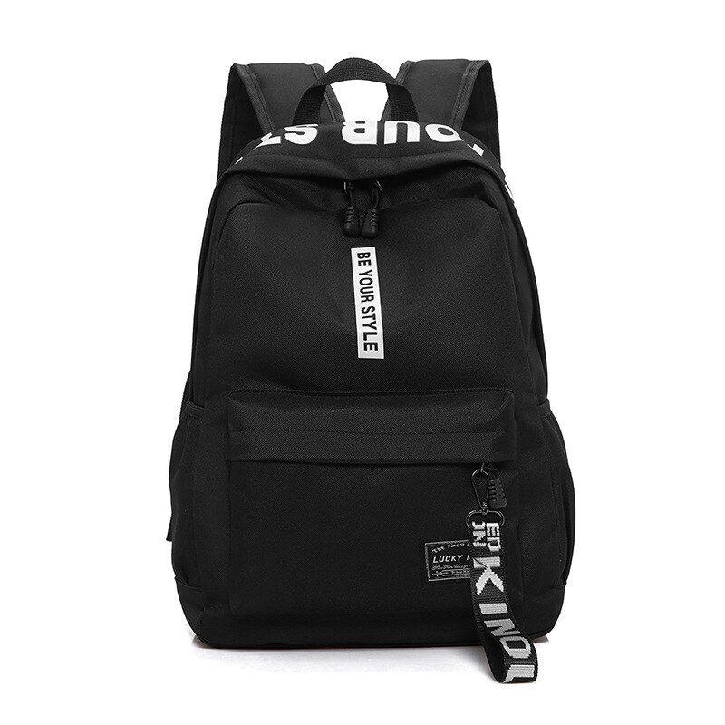 schwarz Frauen Rucksack Weibliche Nylon Jugendliche Männer Schul lässig Stil Schüler Schule Taschen für Teenager Mädchen Zurück Pack Solide: Schwarz