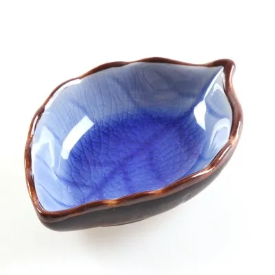 Bol de cuisine, outil de cuisine, plat , fissure de glace, feuille de glaçure, assaisonnement en céramique, Sauce soja, vinaigre, petites assiettes 10x7.5x3cm: Marron