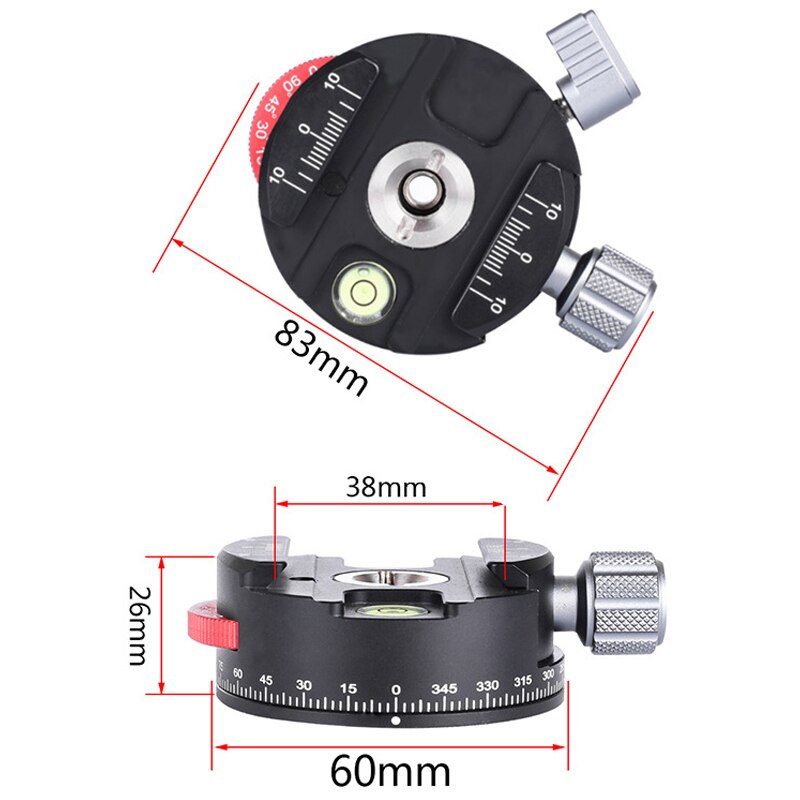 Pan -60h kamera panorama-kugelkopf stativkopf mit indexierrotator als klemme mit 3/8  to 1/4 zoll-schraube