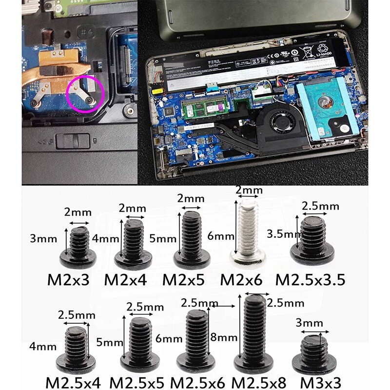 Tornillos de cabeza plana Phillips para ordenador portátil, Kit de tornillos pequeños para Notebook, M2, M2.5, M3, 500 piezas