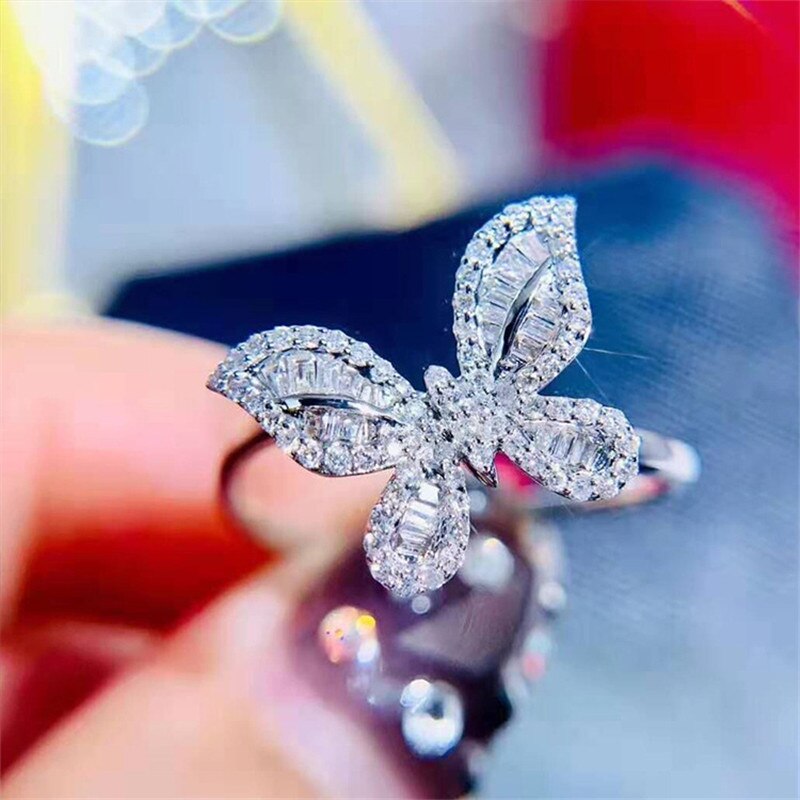 Butterfly Earring Pendant Ring Jewelry set Real 925 sterling silver bijou cz Wedding Earrings Rings necklace for women Jewelry