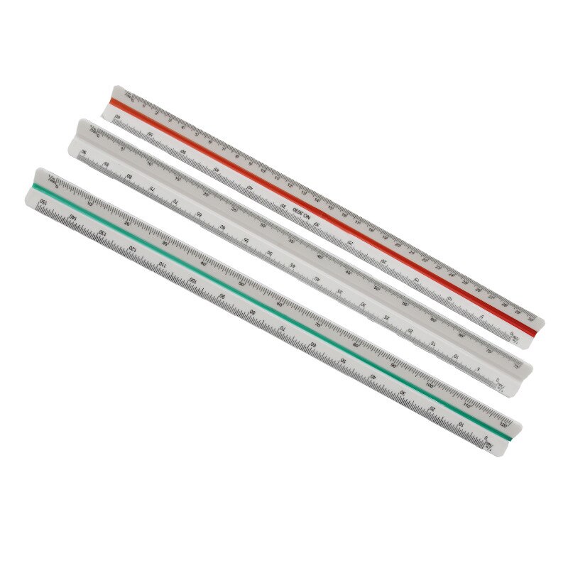 30cm Triangular Scale Triangle Metric Scale Ruler 3 Sides Color Coded for Architect Engineer Technical Measuring Tool Plastic