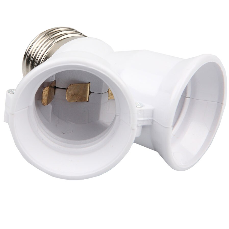 Dobbelt dobbelt 2x e27 fatninger base forlænge splitter stik halogen lys pære holder kobber kontakt adapter konverter