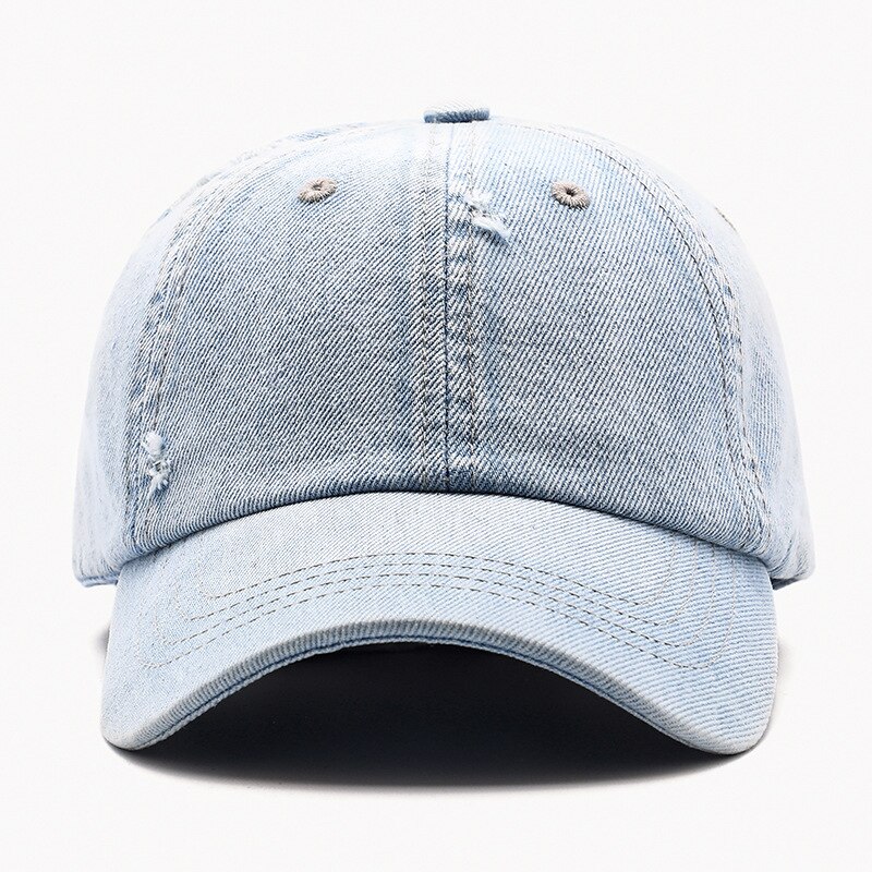 Casquette de Baseball en Denim délavée unisexe, chapeau ajustable avec trous déchirés, style hip hop, idéal pour les sports de plein air