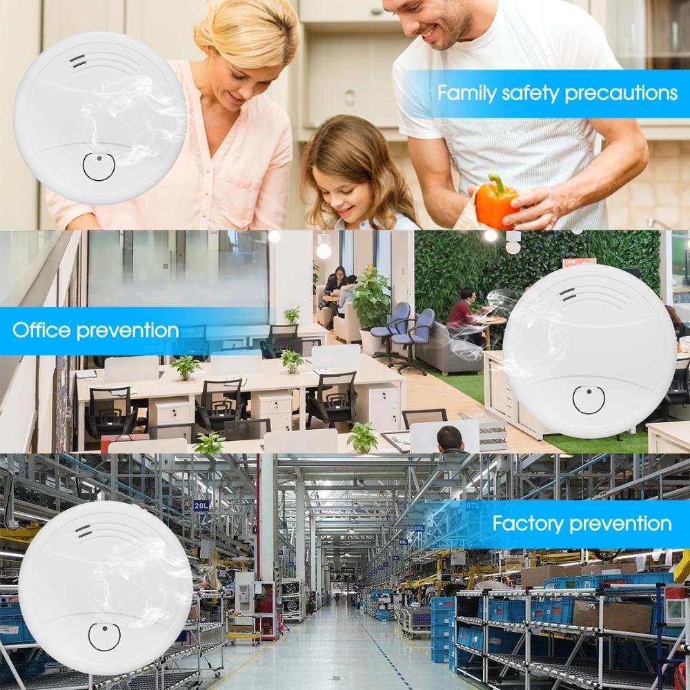 Sensor Detector de humo independiente, funciona con la aplicación Tuya Smart Life inalámbrica, Control de bomberos, alarma contra incendios, sistema de seguridad para el hogar