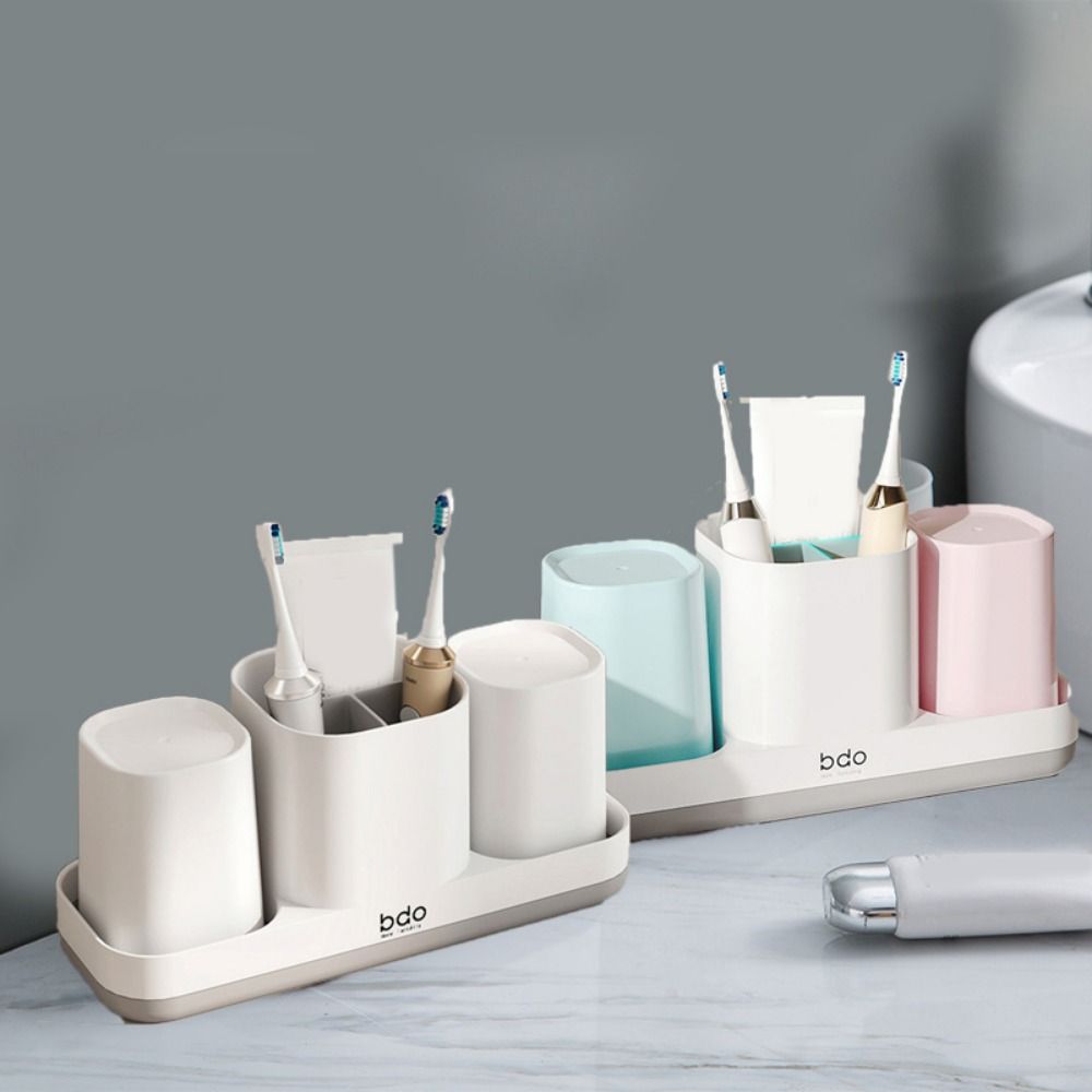 Wielofunkcyjny Prosty Zestaw Uchwytów na Szczoteczki robić Zębów Ociekacz Antypoślizgowy Stojak robić Przechowywania Szczoteczek Plastikowy Stojak na Kubki robić Mycia Łazienka