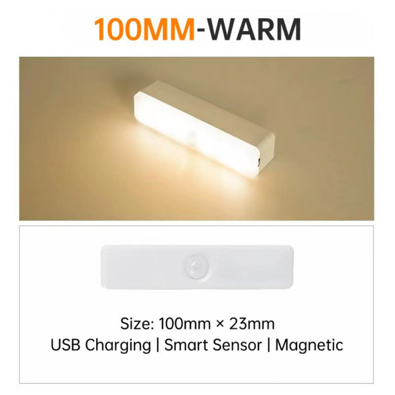 Led natlampe bevægelsessensor nødlys trådløs usb genopladelig lampe skab garderobe lampe under baggrundsbelysning til køkken: Rød