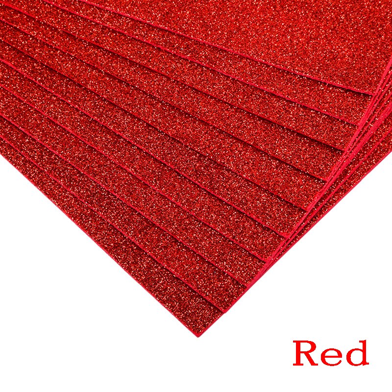 5sheets Glitter Foam Paper Sparkles Paper for Children's Craft Activities DIY Cutters Flash Handcraft Foam Paper Without Glue: Red