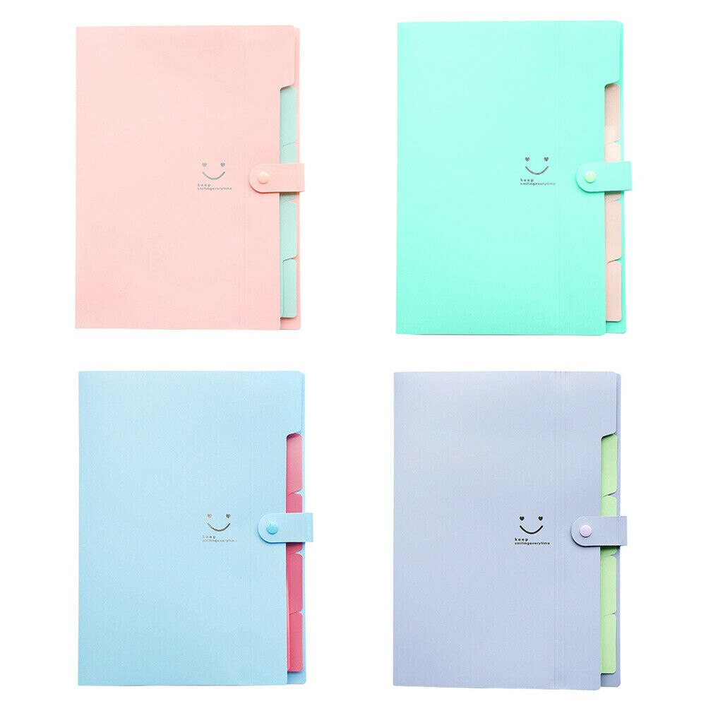 4Pcs/set Office Plastic Folders Multi Pocket Organizer A4 File Expansion Document Folder Office Supplies: Set D