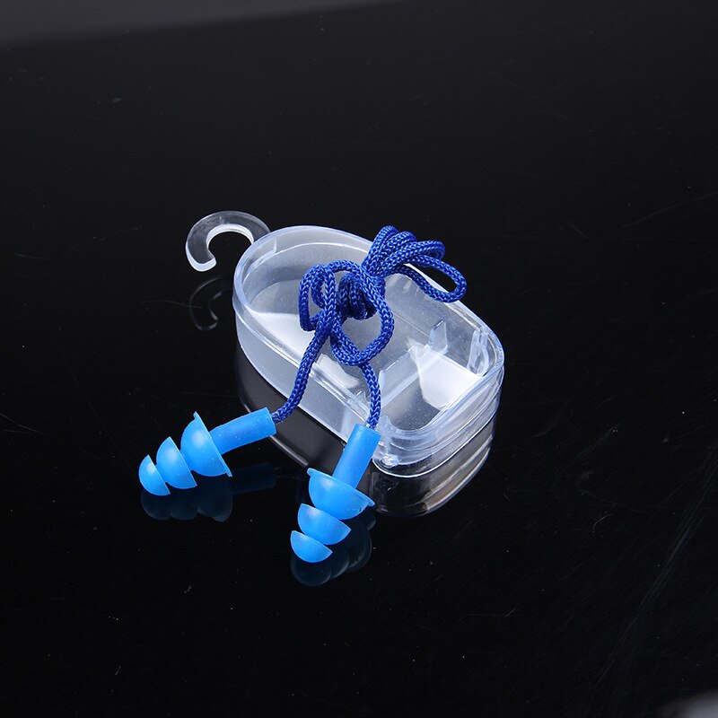 Tapones para los oídos de natación para niños adultos hombres y mujeres Gel de sílice tapón férula Nasal profesión buceo bañera para nadar antiotitis Media: Blue Earphone with Line