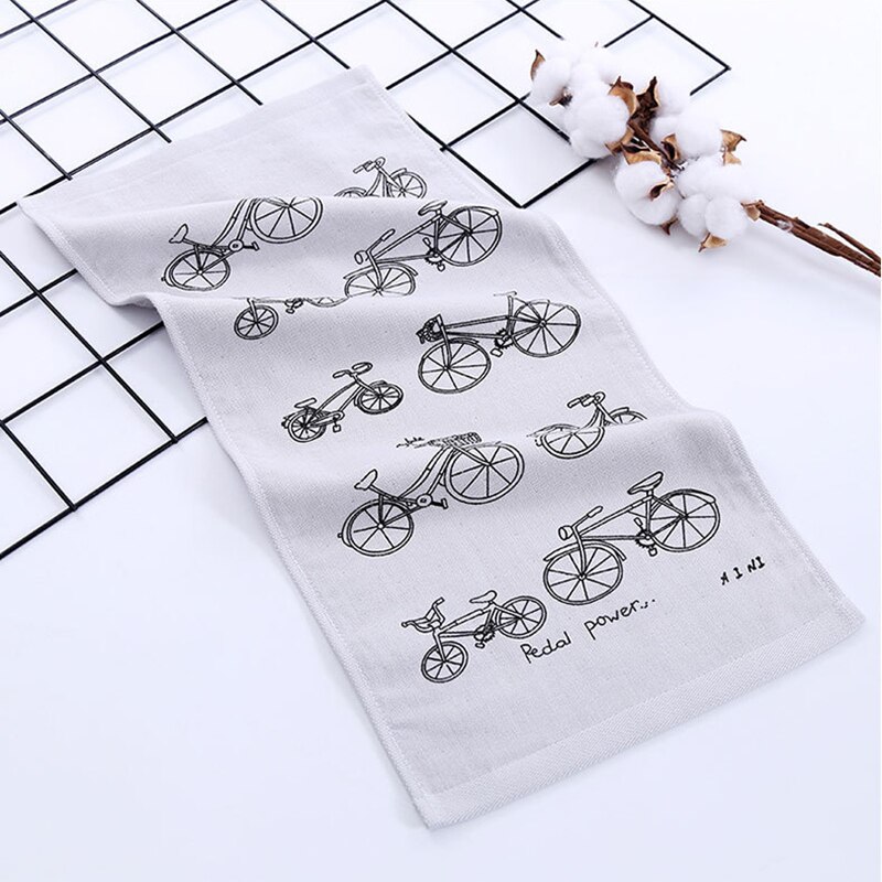 1 st babybadduk 100%  bomullshandduk cykelmönster mjuk bärbar handduk 4 färger andningsbar barnnäsduk 25*50cm: Grå