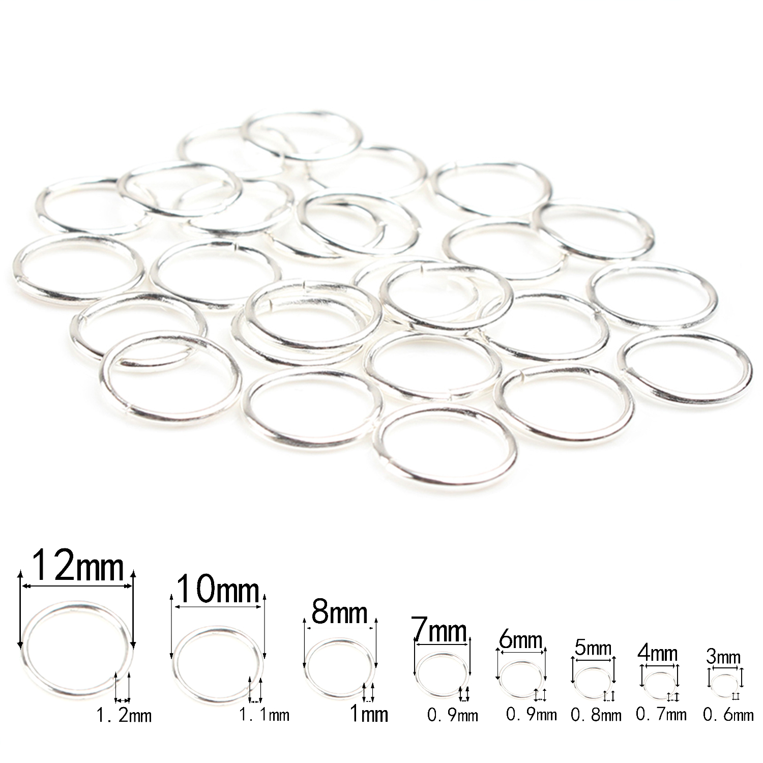 3-12mm Gold Silver Color Loops Open Jump Rings Metal Split Rings Connectors For Diy Jewelry Finding Making Accessories Supplies: L / green