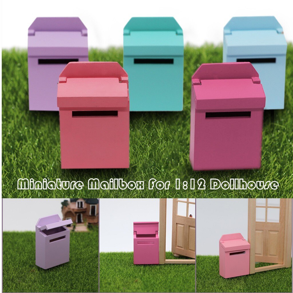 Mobili in legno in miniatura cassetta postale esterna colorata cassetta postale per 1:12 decorazione casa delle bambole bambole