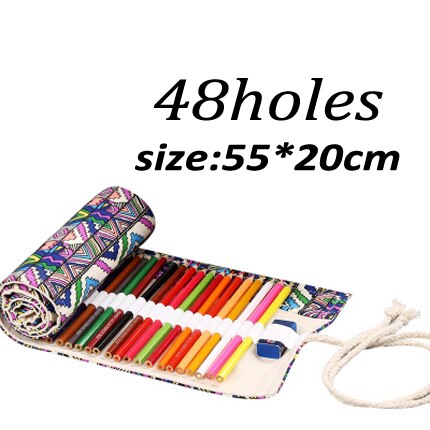 12/24/36/48/72/108 Roll School Etui Canvas Etui Make-Up Borstel pen Pouch Wrap Roll Schilderen Briefpapier: Paars