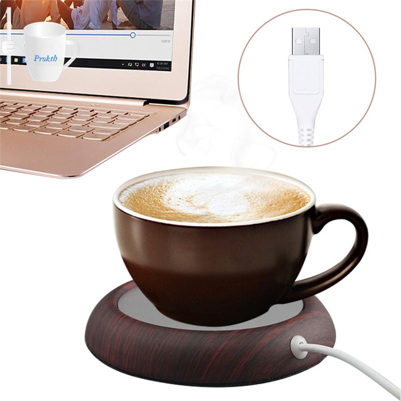 Chauffe-tasse électrique USB, tapis chauffant, Grain de bois, lait, plaque d'isolation thermique, pour le thé, les boissons, pour le bureau et la maison