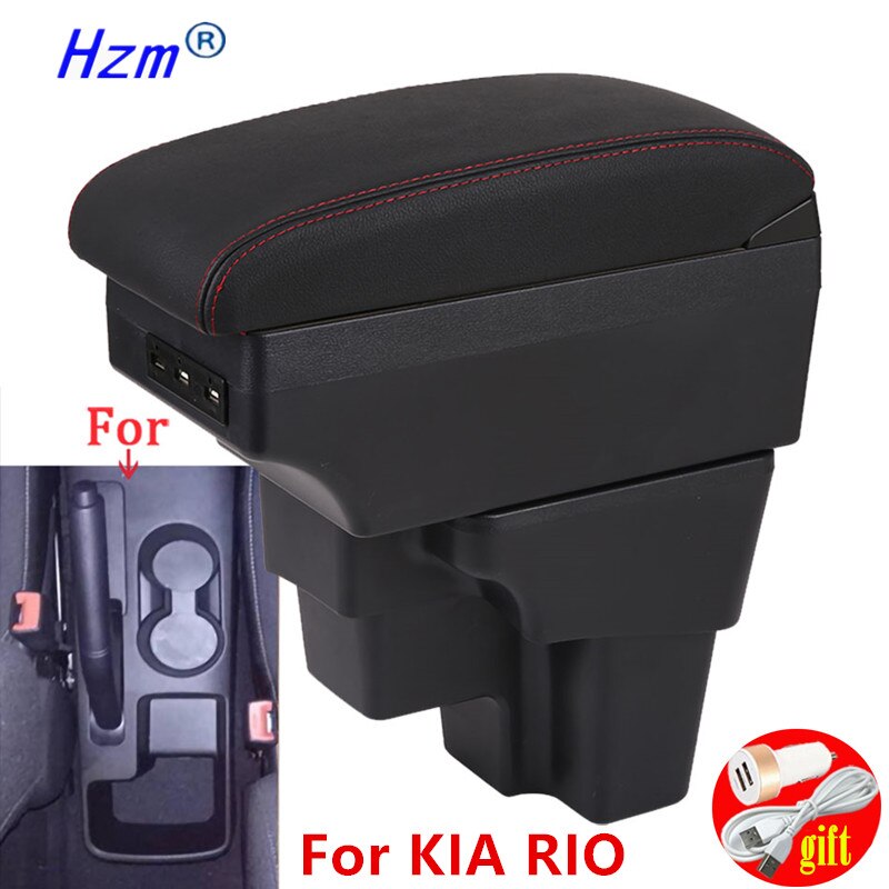 For KIA RIO Armrest For Europe South America Retrofit parts Car Armrest box Center Storage car accessories USB