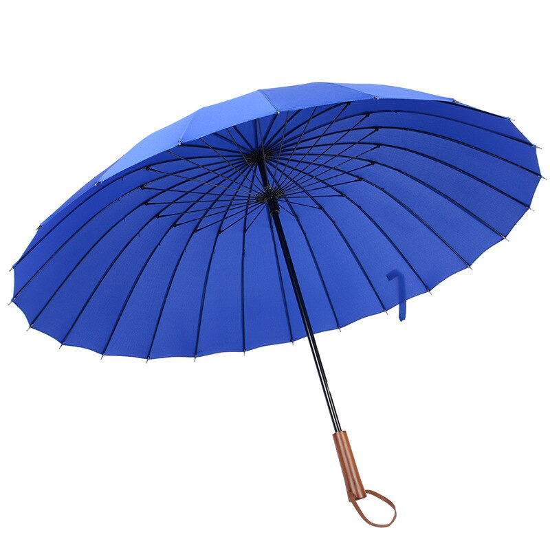 Outdoor Travel Long Wooden Handle Umbrella Windproof Umbrella 24K Long Umbrella Men'S Women'S Solid Color
