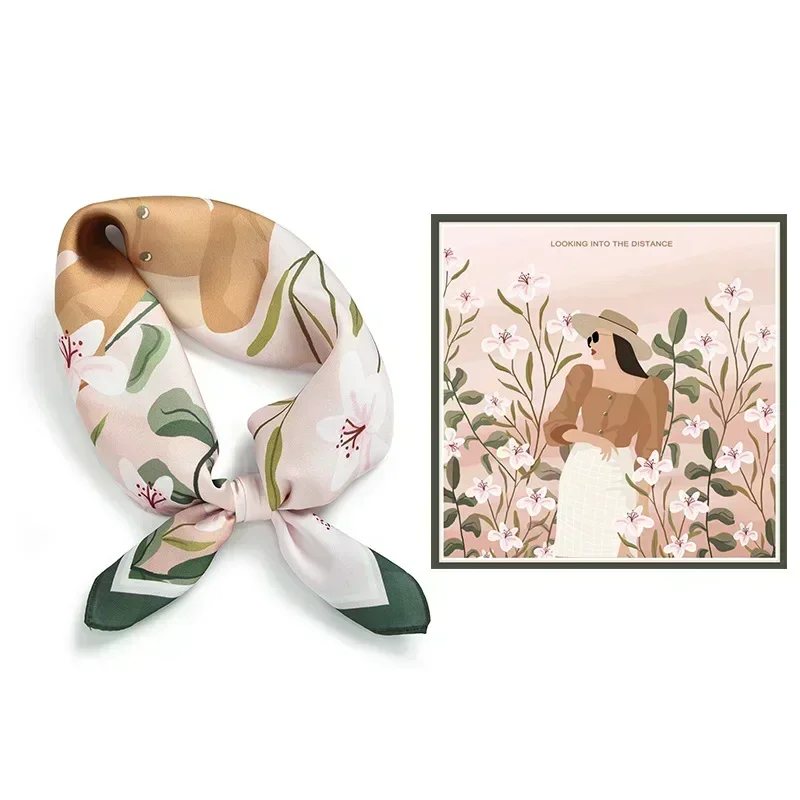 Sciarpe di seta estive per donna Bellissimo modello Foulard al tatto liscio Sciarpa di seta con protezione solare estiva