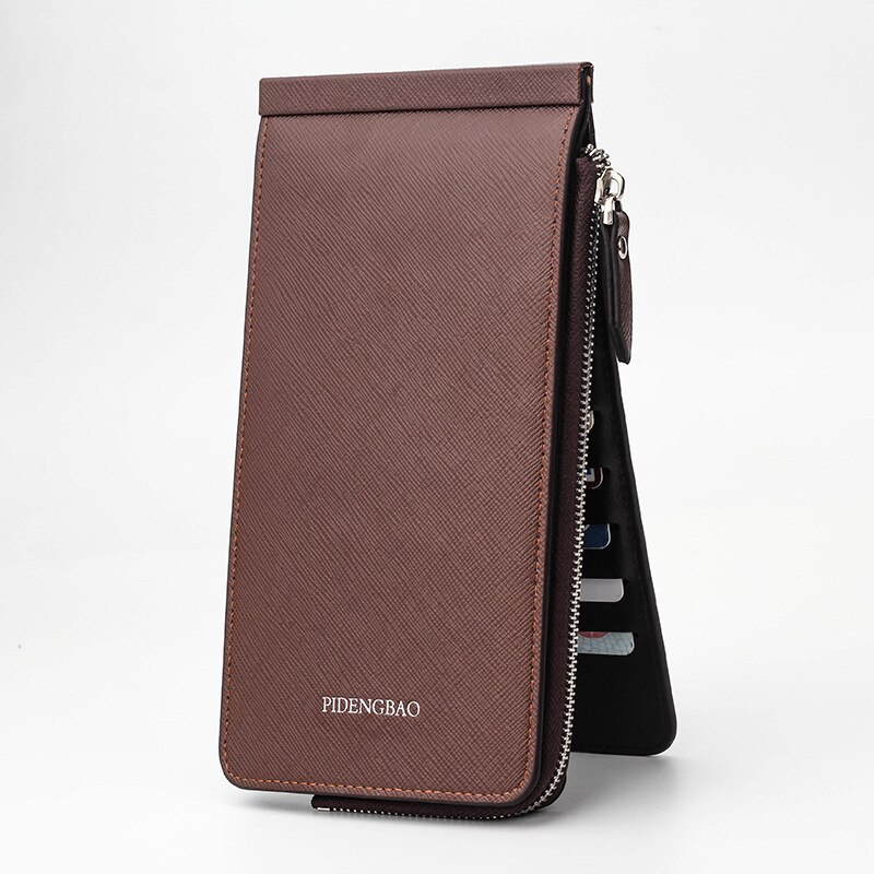 Veelkleurige dames clutch portemonnee effen kleur portemonnees dames portemonnee dames multifunctionele kaarthouder handtas leer voor dames portemonnee: Bruin