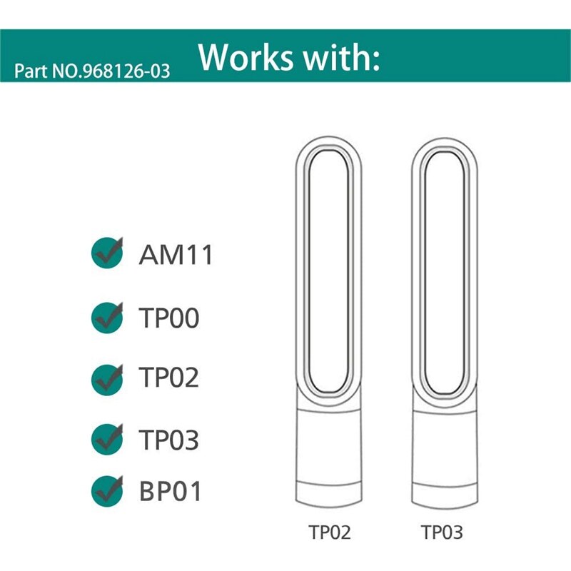 Filter Replacements for Dyson TP01, TP02, TP03, BP01 Desk Purifiers Pure Cool Link Air Purifier HEPA Filter