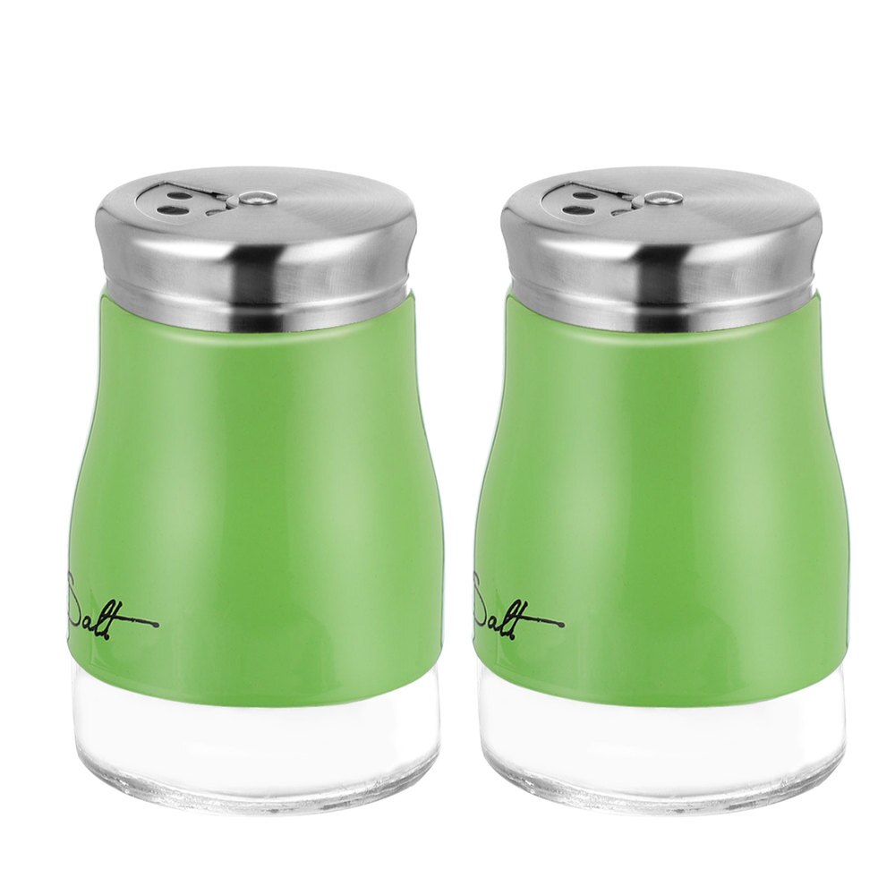 2Pcs Stainless Steel Lid Seasoning Bottle Pepper Salt Shaker kitchen seasoning shaker Kitchen Supply: Green