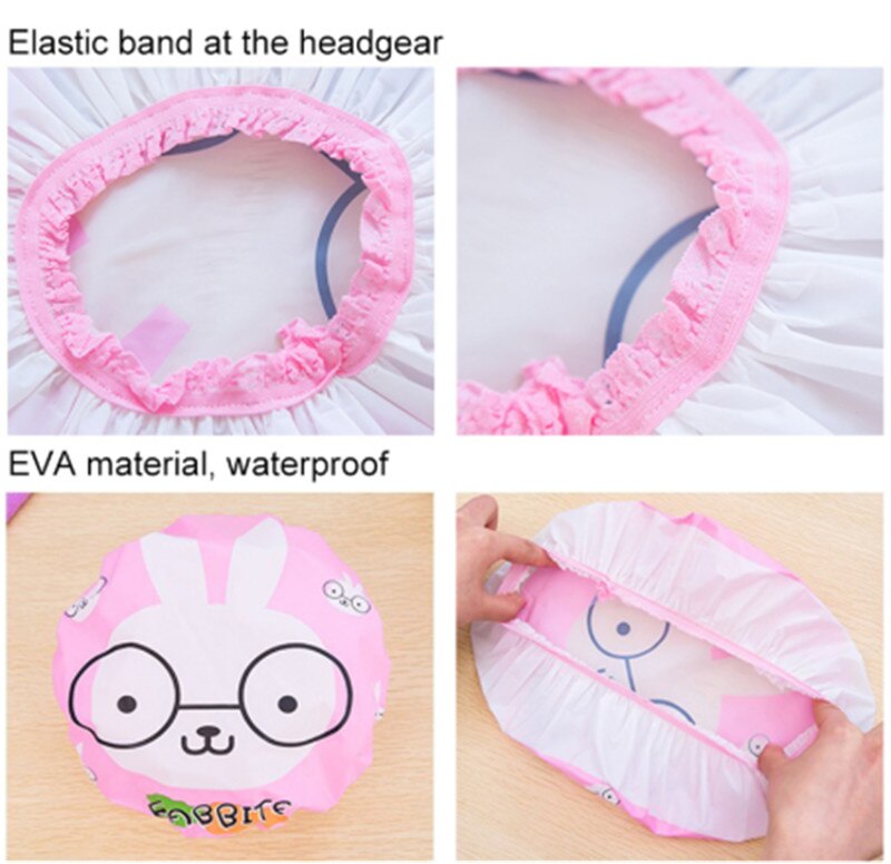Cartoon dier waterdichte douche bad haarkap herbruikbare kanten elastische band föhn haarstomer