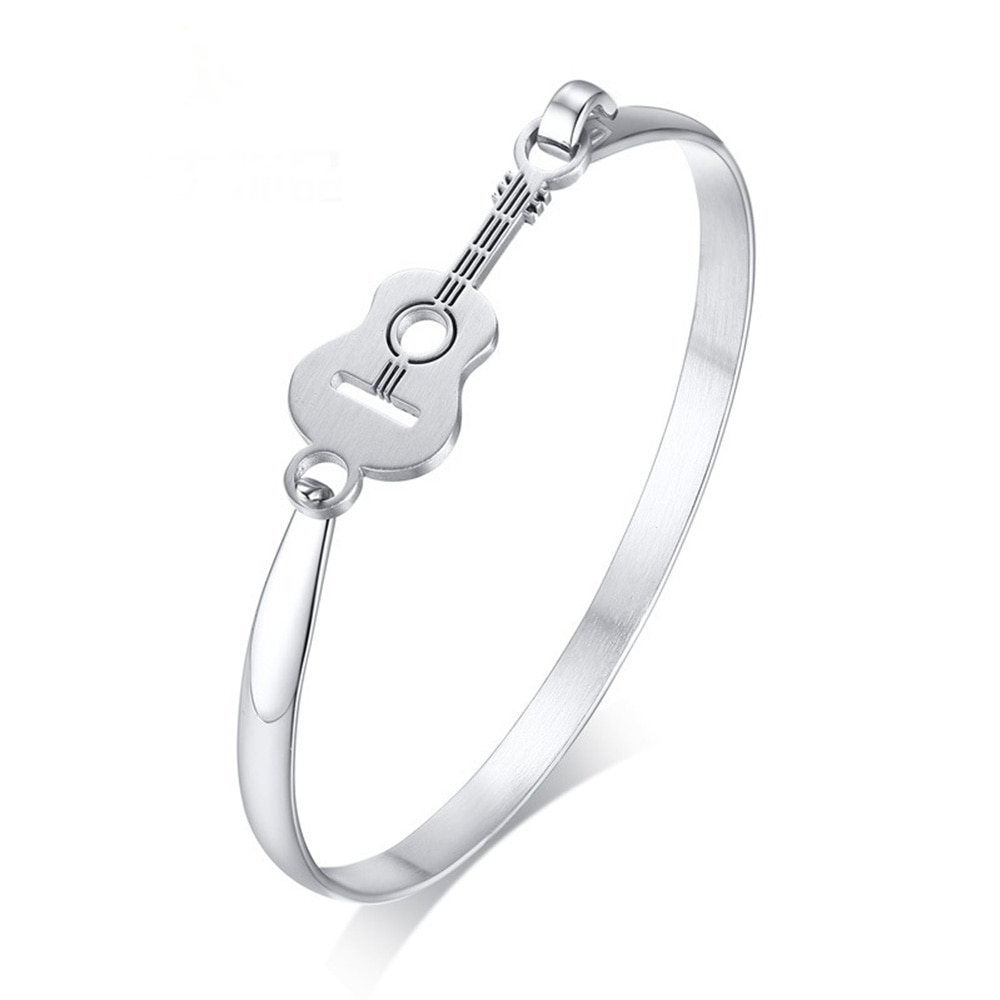 JHSL Männer ErkläSprosse Armbänder Armreifen mit Gitarre Charme Edelstahl Silber Farbe Schmuck Neue