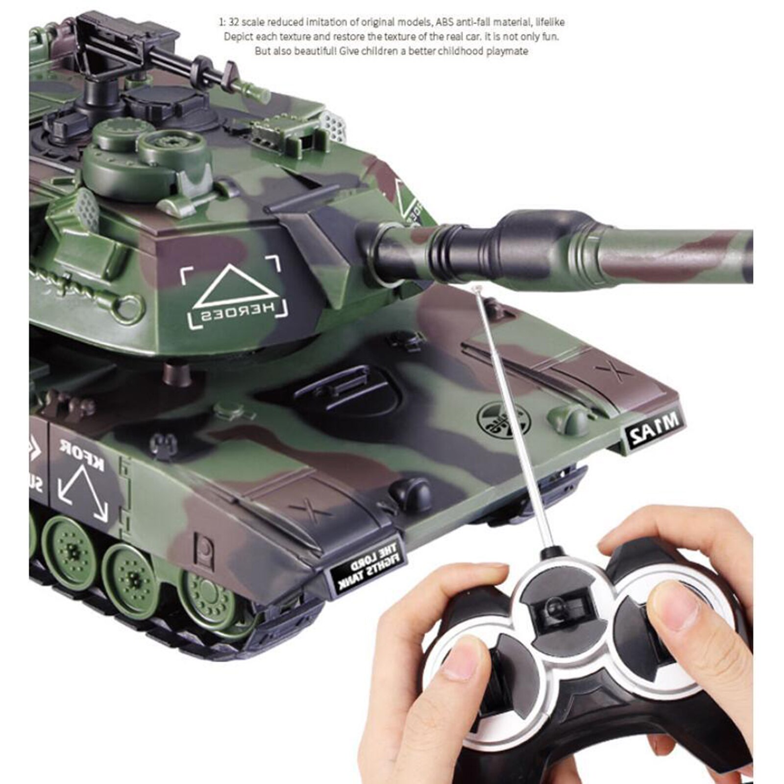 Mini char de combat RC lourd échelle 1:32, jouet électronique interactif pour garçon, modèle de voiture de loisir, Kits d'artisanat en plastique, jouets de loisir,