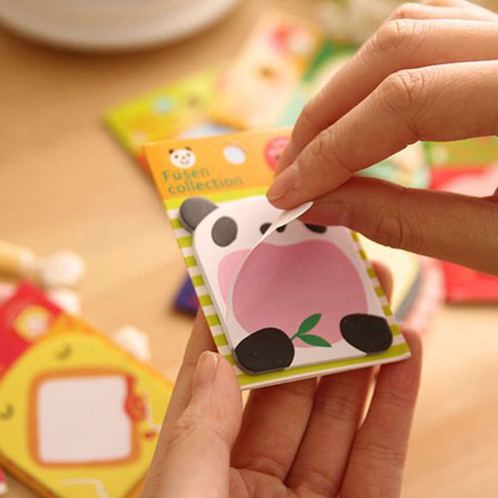 1 Set Cartoon Animal Practical Sticky Post Cute Small Fresh Note Sticker Notepad Small For Children Pattern Random