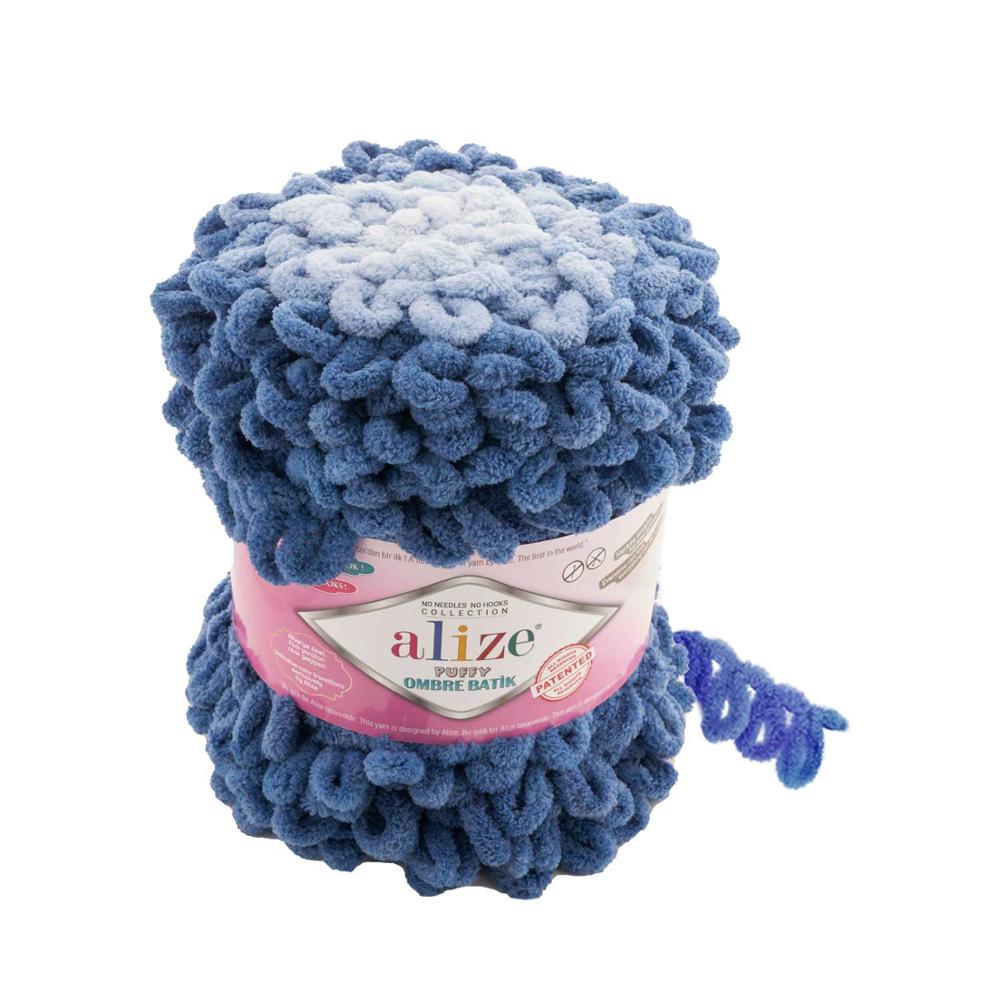 Finger Knitting Yarn - Easy Knitting - NO SKEWERS - NO NEEDLES - BIG - 55 Meters(600gr) - 11 Color - Alize Puffy Ombre Tie Dye-DIY