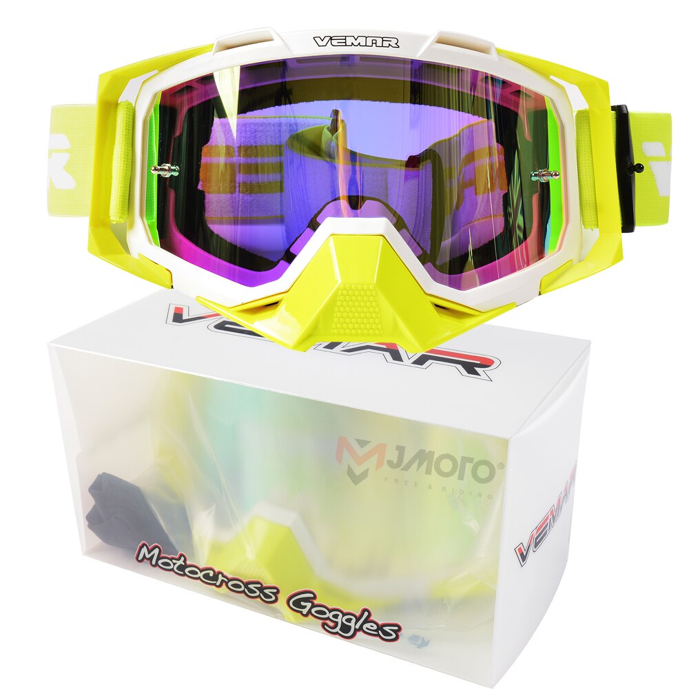 For 100% Motocross Goggles Windproof Anti-UV Anti-fog Lens Motorcycle Helmet Glasses Goggles Cycling DH Mtb Atv Moto Glasses: Yellow White