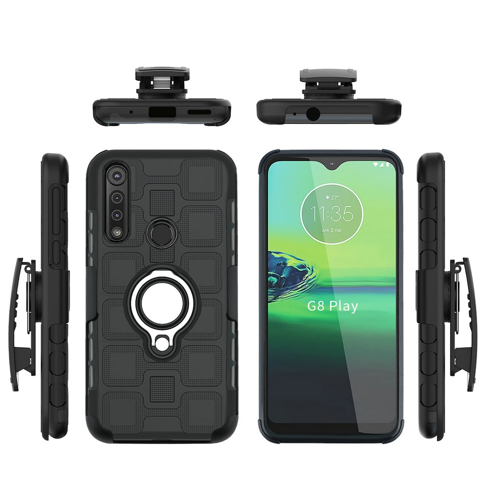 Clip da cintura Holster Capa per Motorola Moto G8 Più Cassa di Lusso del Metallo Anello di Supporto per Moto G8 Caso Gioco G8 + G 8 Più Antiurto